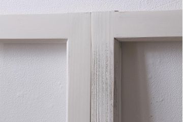アンティーク建具　昭和中期　すりガラス入り　ホワイトペイントが爽やかなガラス戸4枚セット(引き戸、窓)(R-041213)
