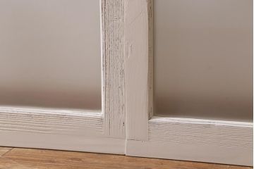 アンティーク建具　昭和中期　すりガラス入り　ホワイトペイントが爽やかなガラス戸4枚セット(引き戸、窓)(R-041213)