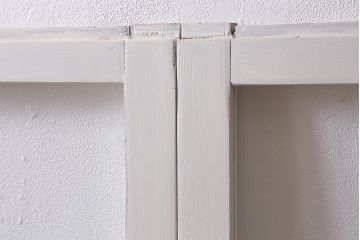 アンティーク建具　昭和中期　すりガラス入り　ホワイトペイントが爽やかなガラス戸4枚セット(引き戸、窓)(R-041213)