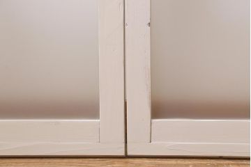 アンティーク建具　昭和中期　すりガラス入り　ホワイトペイントが爽やかなガラス戸4枚セット(引き戸、窓)(R-041213)