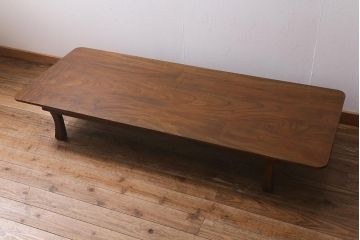 アンティーク家具　激レア!　天板に一枚板を贅沢に使用した総ケヤキ材製の特大角ちゃぶ台(座卓、ローテーブル)(R-041214)