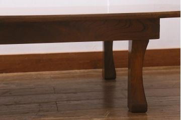 アンティーク家具　激レア!　天板に一枚板を贅沢に使用した総ケヤキ材製の特大角ちゃぶ台(座卓、ローテーブル)(R-041214)