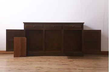 当店リメイク家具　松本民芸家具　洗練された雰囲気漂うリビングボード(収納棚、テレビ台、サイドボード)(R-041219)
