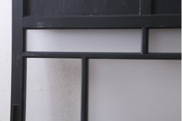 アンティーク建具　大正期　結霜・すりガラス入り　ノスタルジックな雰囲気が漂うペイントガラス戸1枚(引き戸)(R-041221)