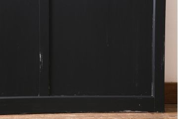 アンティーク建具　大正期　結霜・すりガラス入り　ノスタルジックな雰囲気が漂うペイントガラス戸1枚(引き戸)(R-041221)