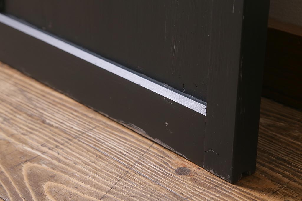 アンティーク建具　大正期　結霜・すりガラス入り　ノスタルジックな雰囲気が漂うペイントガラス戸1枚(引き戸)(R-041221)