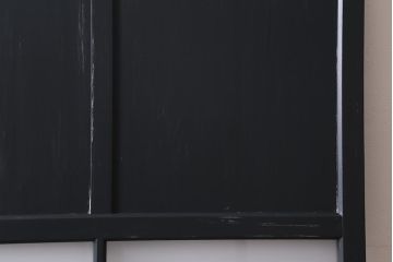 アンティーク建具　大正期　結霜・すりガラス入り　ノスタルジックな雰囲気が漂うペイントガラス戸1枚(引き戸)(R-041221)