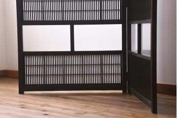 アンティーク建具　古建具リメイク　裏障子付き　格子戸をリメイクしたパーテーション(衝立、つい立て、仕切り)(R-041222)