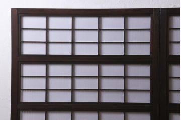 アンティーク建具　古建具リメイク　裏障子付き　格子戸をリメイクしたパーテーション(衝立、つい立て、仕切り)(R-041222)