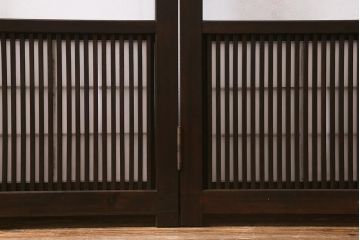アンティーク建具　古建具リメイク　裏障子付き　当店オリジナルガラス　格子戸をリメイクしたパーテーション(衝立、つい立て、仕切り)(R-041223)