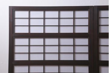 アンティーク建具　古建具リメイク　裏障子付き　当店オリジナルガラス　格子戸をリメイクしたパーテーション(衝立、つい立て、仕切り)(R-041223)