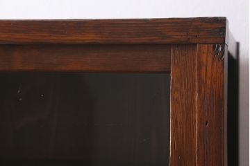 和製アンティーク家具　昭和初期　ヒノキ材　古い木のレトロな重ね戸棚(収納棚、食器棚、キャビネット)(R-041225)