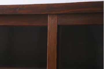和製アンティーク家具　昭和初期　ヒノキ材　古い木のレトロな重ね戸棚(収納棚、食器棚、キャビネット)(R-041225)
