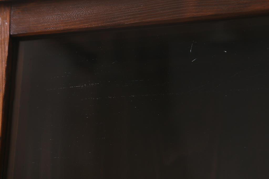 和製アンティーク家具　昭和初期　ヒノキ材　古い木のレトロな重ね戸棚(収納棚、食器棚、キャビネット)(R-041225)