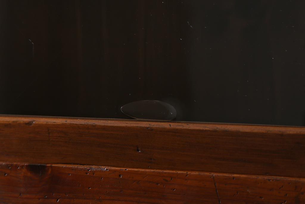 和製アンティーク家具　昭和初期　ヒノキ材　古い木のレトロな重ね戸棚(収納棚、食器棚、キャビネット)(R-041225)