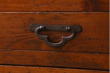 和製アンティーク家具　昭和初期　ヒノキ材　古い木のレトロな重ね戸棚(収納棚、食器棚、キャビネット)(R-041225)