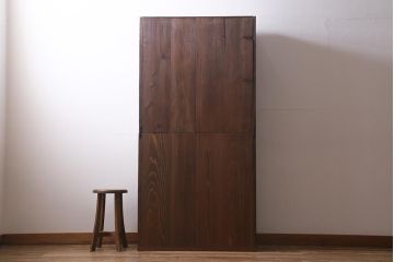和製アンティーク家具　昭和初期　ヒノキ材　古い木のレトロな重ね戸棚(収納棚、食器棚、キャビネット)(R-041225)