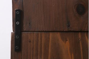 和製アンティーク家具　昭和初期　ヒノキ材　古い木のレトロな重ね戸棚(収納棚、食器棚、キャビネット)(R-041225)