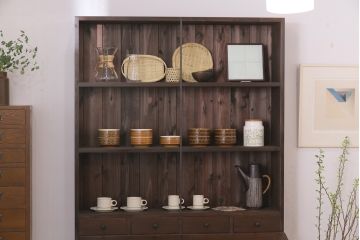 カタログ掲載品　ラフジュ工房オリジナル　見せる収納も隠す収納も同時にできるおしゃれな収納棚(オープンラック、飾り棚、本棚)(R-041226)