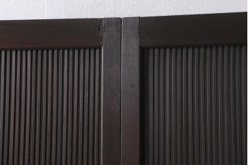 アンティーク建具　和製アンティーク　昭和初期　結霜ガラス　細かな格子が目を引く万本格子戸2枚セット(引き戸、建具)(R-041227)