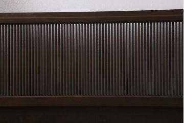 アンティーク建具　和製アンティーク　昭和初期　結霜ガラス　細かな格子が目を引く万本格子戸2枚セット(引き戸、建具)(R-041227)