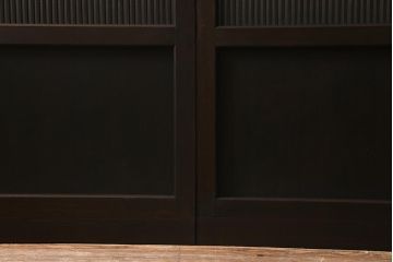 アンティーク建具　和製アンティーク　昭和初期　結霜ガラス　細かな格子が目を引く万本格子戸2枚セット(引き戸、建具)(R-041227)