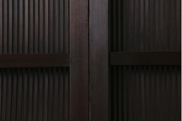 アンティーク建具　和製アンティーク　昭和初期　結霜ガラス　細かな格子が目を引く万本格子戸2枚セット(引き戸、建具)(R-041227)