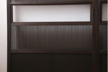 アンティーク建具　和製アンティーク　昭和初期　結霜ガラス　細かな格子が目を引く万本格子戸2枚セット(引き戸、建具)(R-041227)