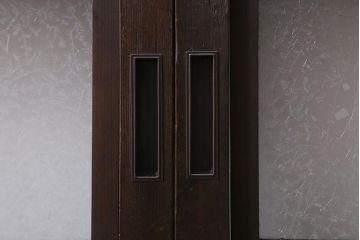 アンティーク建具　和製アンティーク　昭和初期　結霜ガラス　細かな格子が目を引く万本格子戸2枚セット(引き戸、建具)(R-041227)