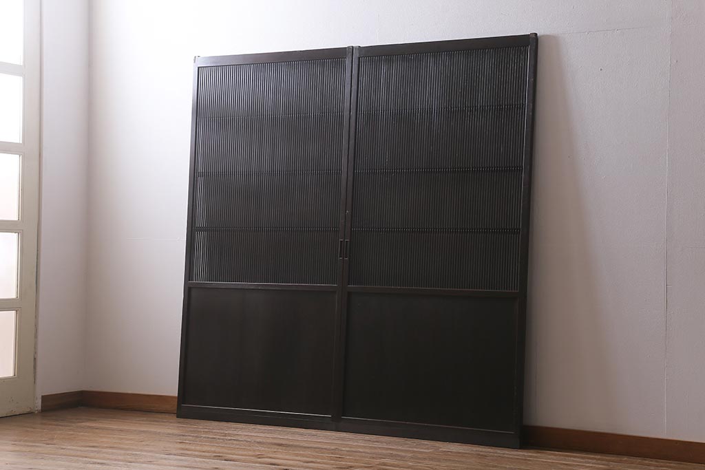 アンティーク建具　和製アンティーク　明治大正期　和の空間を高める万本格子戸2枚セット　(R-041228)