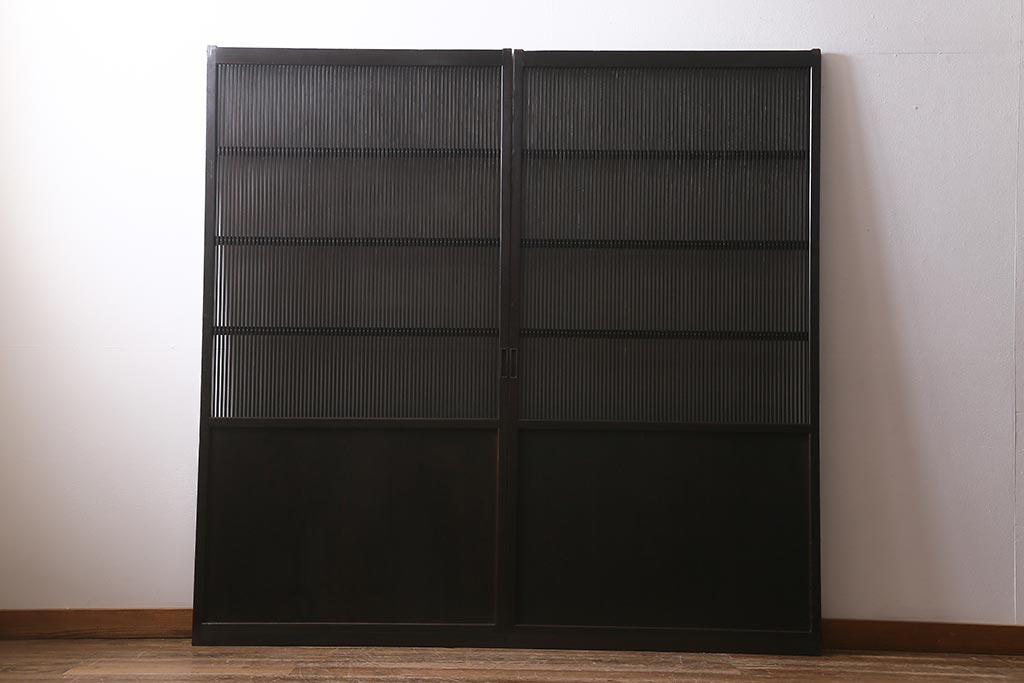 アンティーク建具　和製アンティーク　明治大正期　和の空間を高める万本格子戸2枚セット　(R-041228)