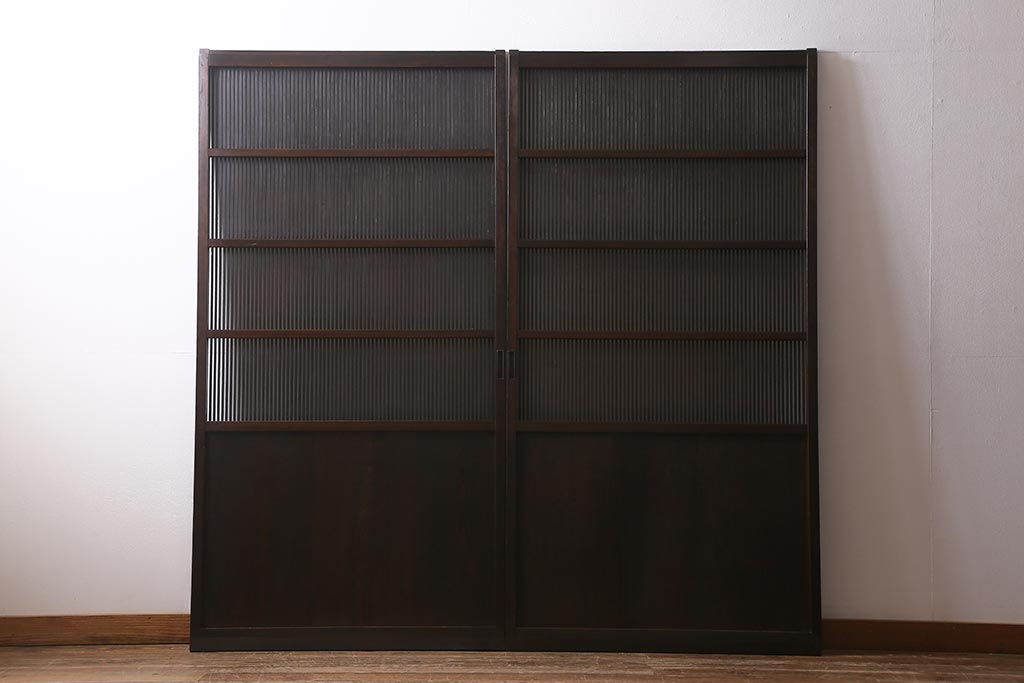 アンティーク建具　和製アンティーク　明治大正期　和の空間を高める万本格子戸2枚セット　(R-041228)