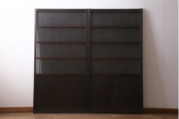 アンティーク建具　和製アンティーク　明治大正期　和の空間を高める万本格子戸2枚セット　(R-041228)