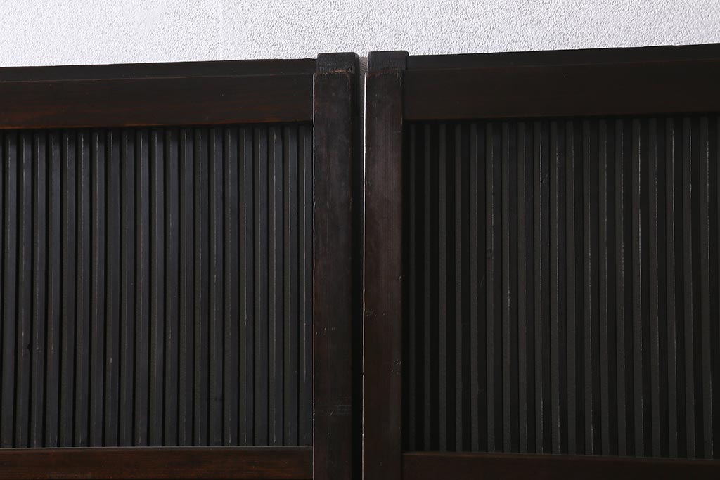 アンティーク建具　和製アンティーク　明治大正期　和の空間を高める万本格子戸2枚セット　(R-041228)