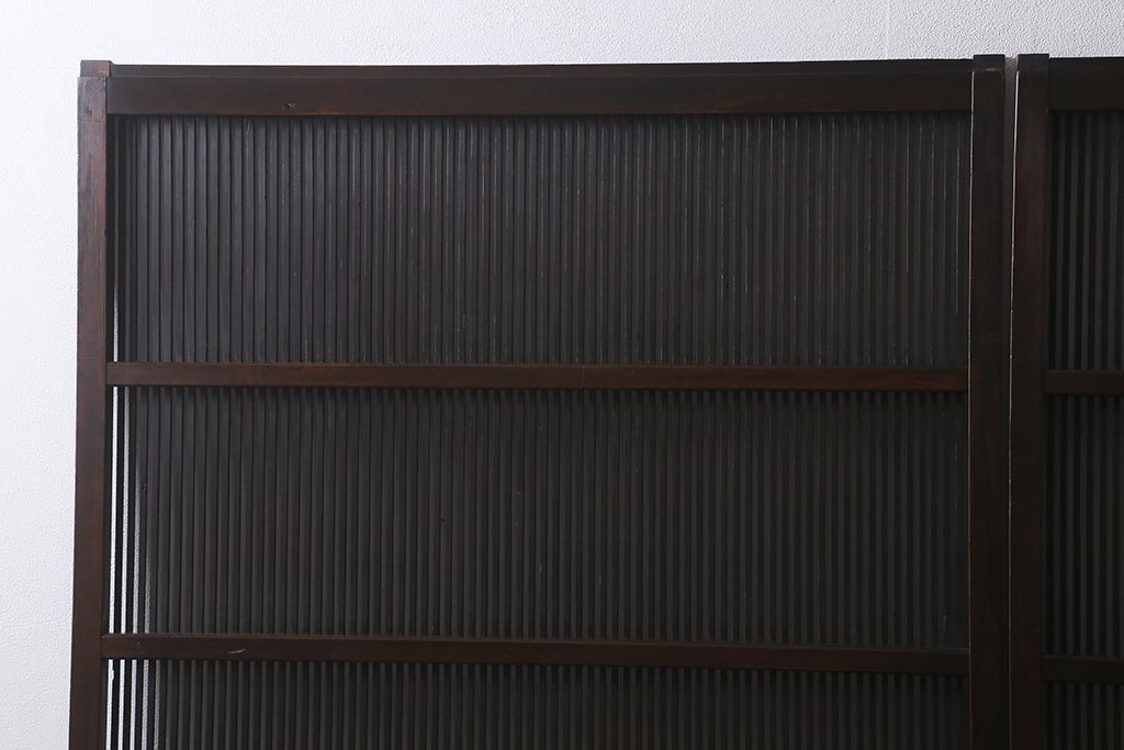アンティーク建具　和製アンティーク　明治大正期　和の空間を高める万本格子戸2枚セット　(R-041228)