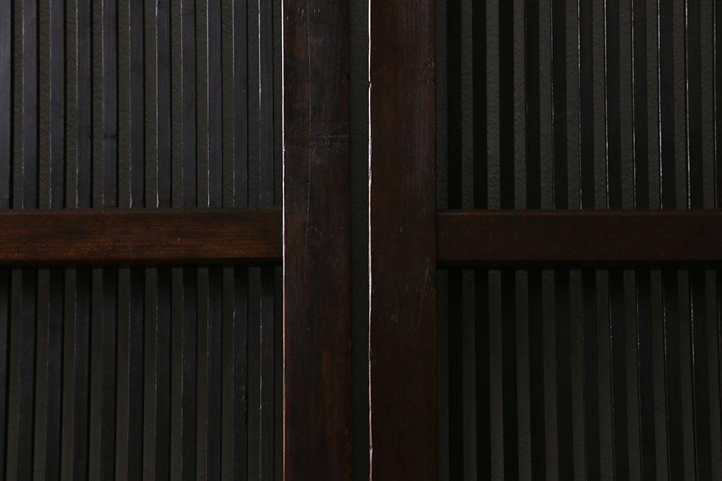 アンティーク建具　和製アンティーク　明治大正期　和の空間を高める万本格子戸2枚セット　(R-041228)