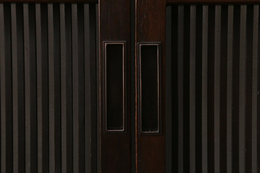 アンティーク建具　和製アンティーク　明治大正期　和の空間を高める万本格子戸2枚セット　(R-041228)