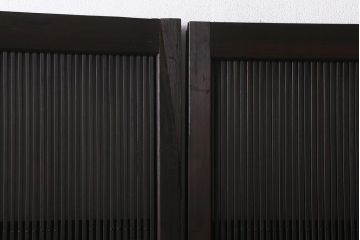アンティーク建具　和製アンティーク　当店オリジナルガラス　昭和初期　整然と並ぶ格子が繊細な万本格子戸2枚セット(引き戸、建具)(R-041229)