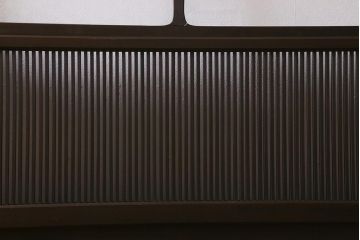 アンティーク建具　和製アンティーク　当店オリジナルガラス　昭和初期　整然と並ぶ格子が繊細な万本格子戸2枚セット(引き戸、建具)(R-041229)