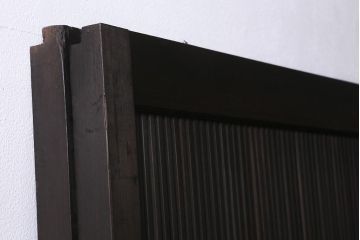 アンティーク建具　和製アンティーク　当店オリジナルガラス　昭和初期　整然と並ぶ格子が繊細な万本格子戸2枚セット(引き戸、建具)(R-041229)
