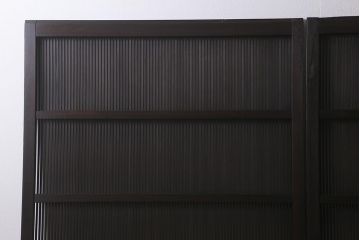 アンティーク建具　和製アンティーク　当店オリジナルガラス　昭和初期　整然と並ぶ格子が繊細な万本格子戸2枚セット(引き戸、建具)(R-041229)