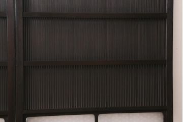 アンティーク建具　和製アンティーク　当店オリジナルガラス　昭和初期　整然と並ぶ格子が繊細な万本格子戸2枚セット(引き戸、建具)(R-041229)