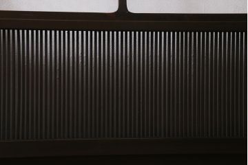 アンティーク建具　和製アンティーク　当店オリジナルガラス　昭和初期　整然と並ぶ格子が繊細な万本格子戸2枚セット(引き戸、建具)(R-041229)