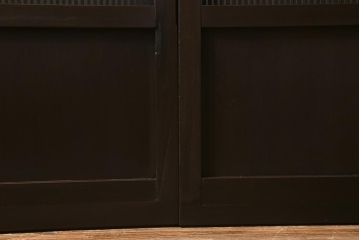 アンティーク建具　和製アンティーク　当店オリジナルガラス　昭和初期　整然と並ぶ格子が繊細な万本格子戸2枚セット(引き戸、建具)(R-041229)