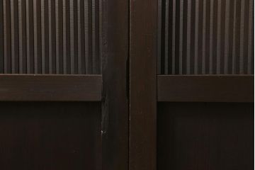 アンティーク建具　和製アンティーク　当店オリジナルガラス　昭和初期　整然と並ぶ格子が繊細な万本格子戸2枚セット(引き戸、建具)(R-041229)