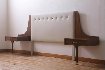 ヴィンテージ家具　G-PLAN(ジープラン)　激レア!　テーブル兼引き出し付き　おしゃれなヘッドボード(収納付きベッドヘッドボード、ビンテージ)(R-041230)