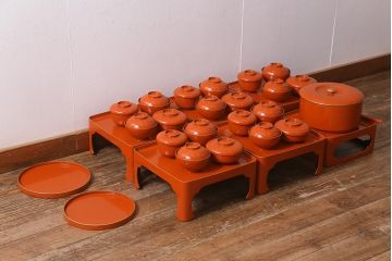 アンティーク雑貨　大正昭和初期　箱付き　輪島塗　極上本堅地お膳・お椀セット(木製漆器)(R-041232)