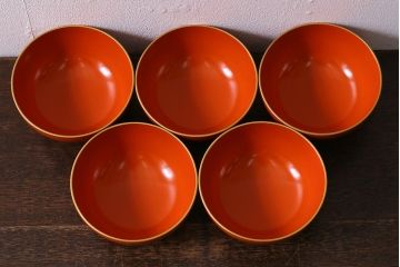 アンティーク雑貨　大正昭和初期　箱付き　輪島塗　極上本堅地お膳・お椀セット(木製漆器)(R-041234)
