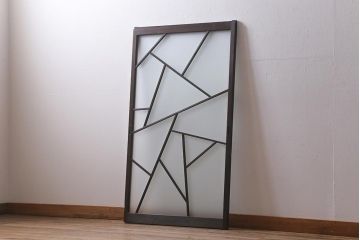 アンティーク建具　激レア!　昭和初期　すりガラス　凝ったデザインが目を引く美しいガラス戸1枚(建具、窓、引き戸)(R-041237)