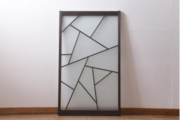 アンティーク建具　激レア!　昭和初期　すりガラス　凝ったデザインが目を引く美しいガラス戸1枚(建具、窓、引き戸)(R-041237)